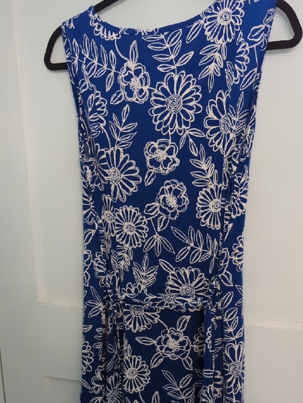Nina Leonard Sz L Royal Blue and White Floral Maxi Dress - Picture 6 of 6